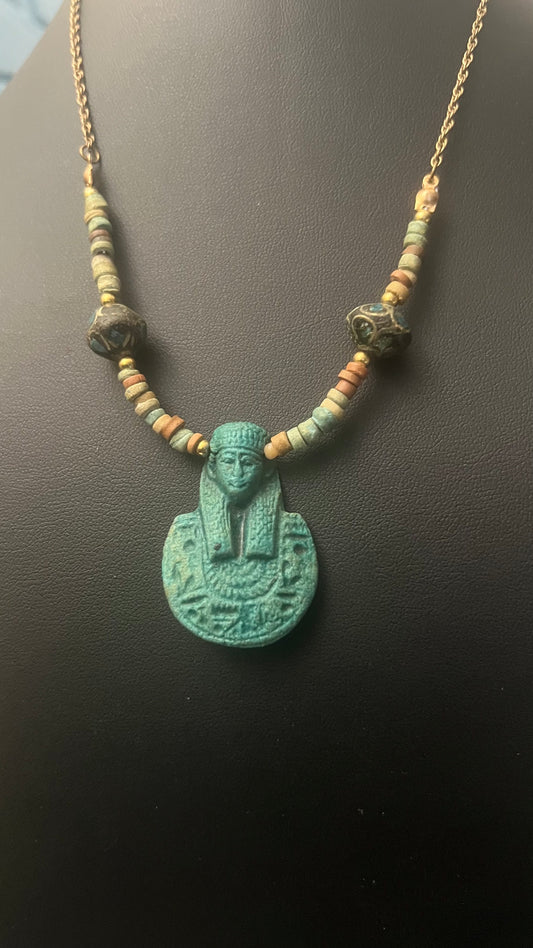 Egyptian Goddess Clay Necklace (vintage)