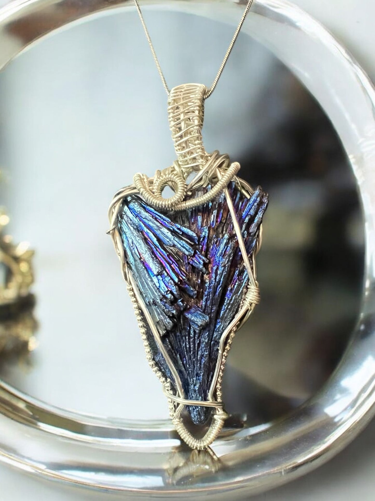 Blue Peacock Tourmaline Pendant