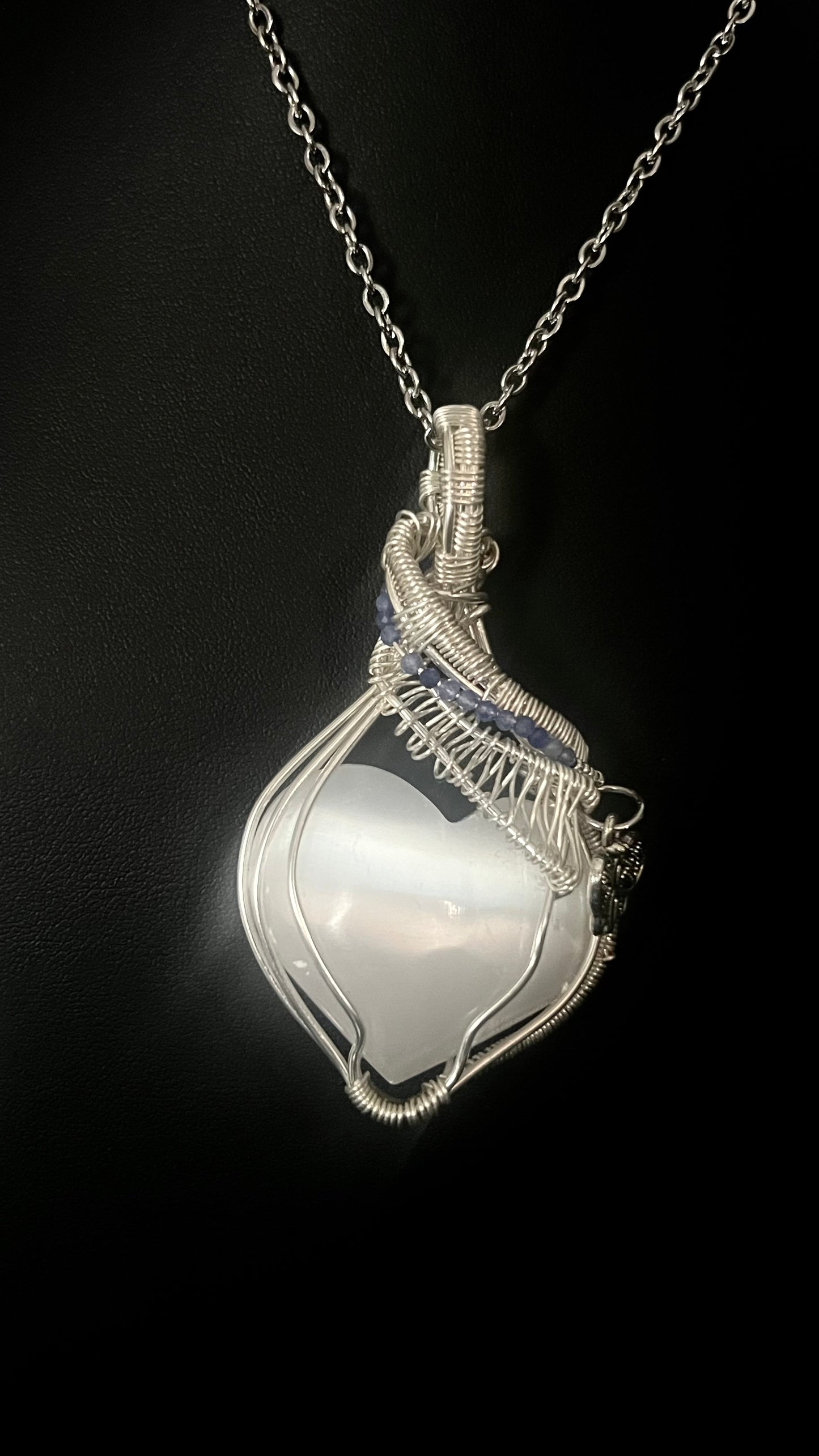 Salinite Heart Pendant with Butterfly Accent