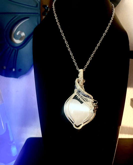 Salinite Heart Pendant with Butterfly Accent