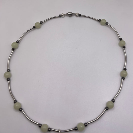 Solar Glowing 6mm Beaded quartz Necklace