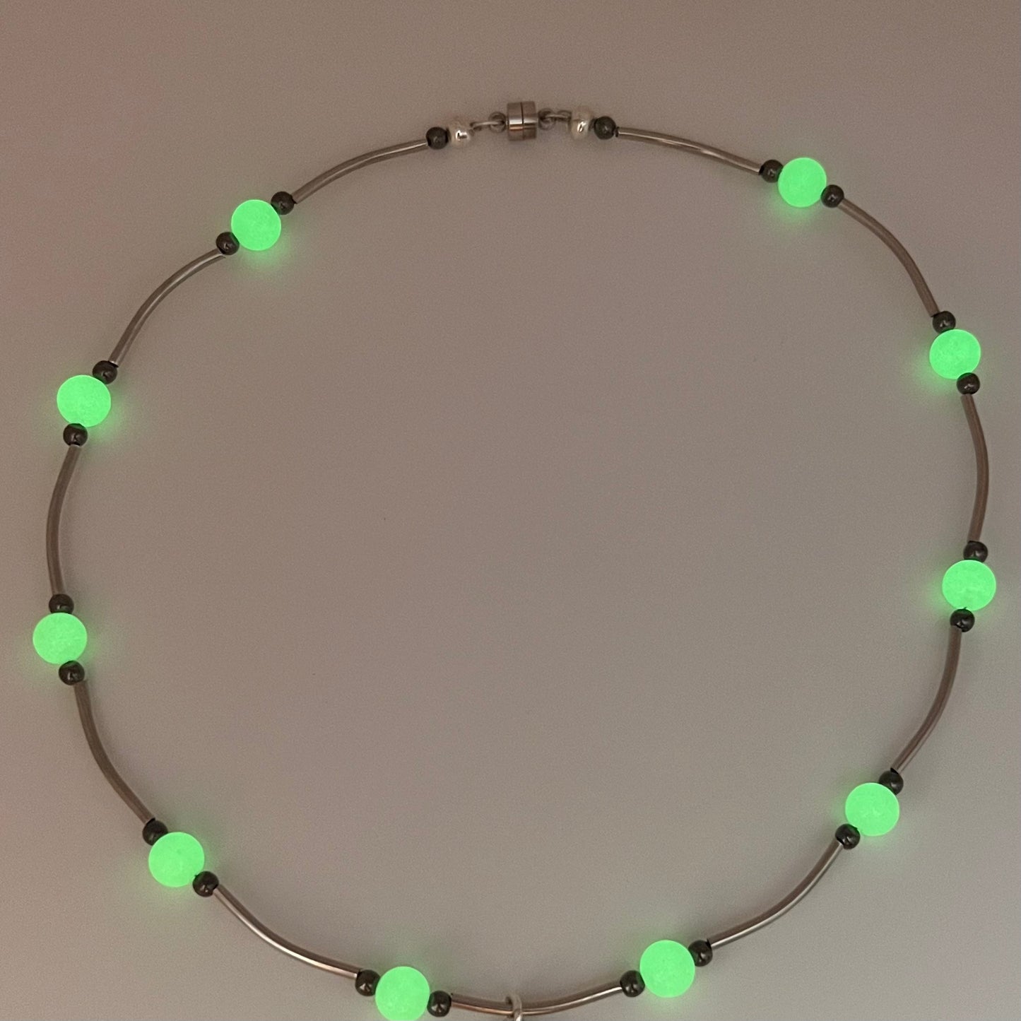 Solar Glowing 6mm Beaded quartz Necklace
