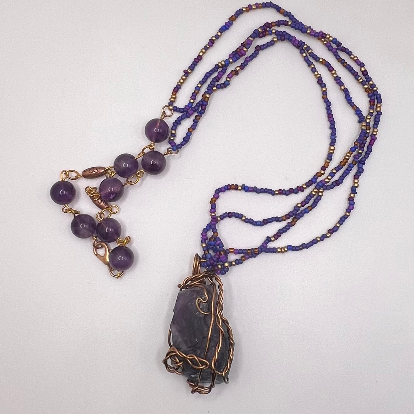 Fluorite Prendant and beaded necklace