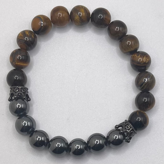 Tiger Eye/ Hematite crown bracelet