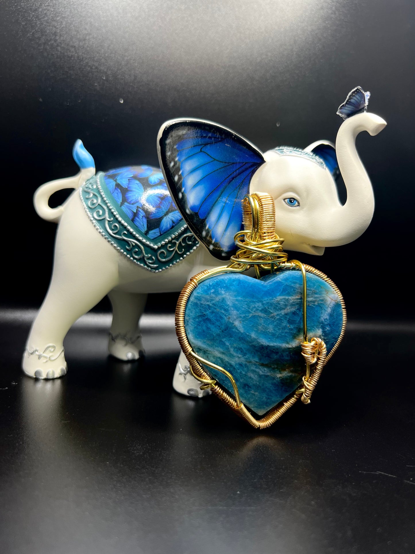 Blue apatite heart pendant
