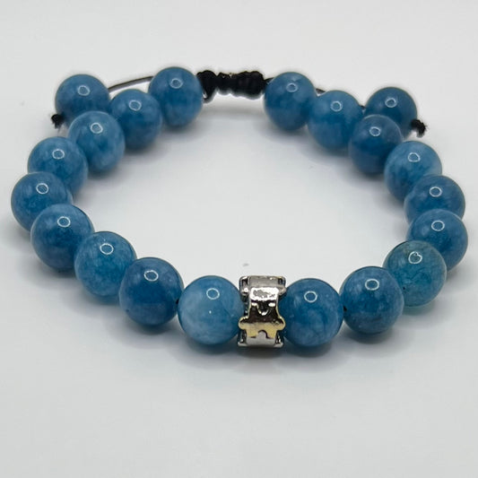 Autism Charm with Blue Chalcedony is a nurturing stone that absorbs negativity and promotes emotional harmony, and it stimulates feelings of benevolence and generosity Bracelet